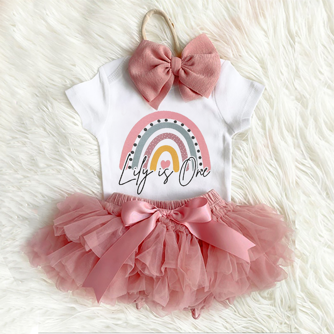 Personalized Baby Girls 1st First Birthday Tutu Outfit Set (3 Pieces)