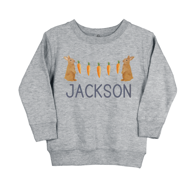 Personalized Name Bunny Carrot Easter Kid's Sweatshirt