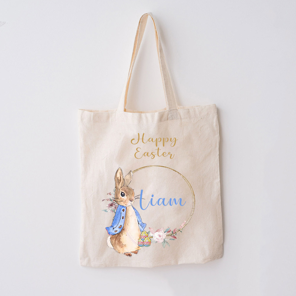 Personalized Name Happy Easter Bunny Tote Bag Sale-Beepumpkin™