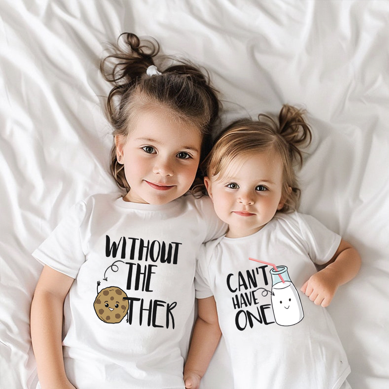 Personalized Milk And Cookie Matching Tees For Siblings
