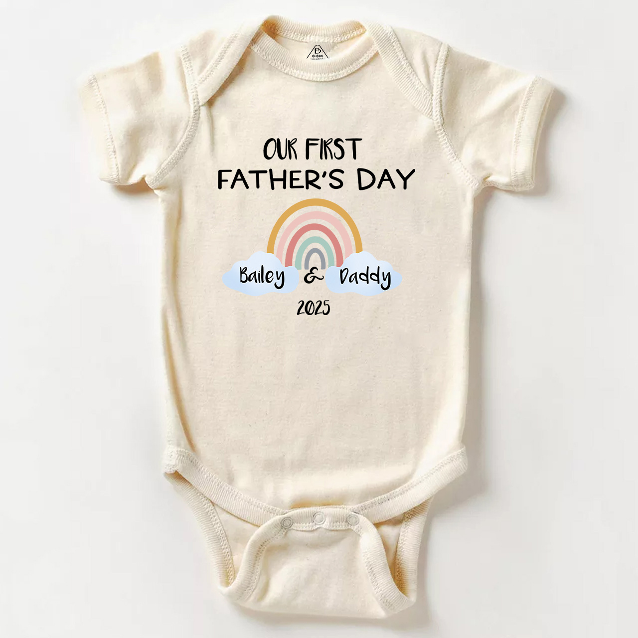 Personalization Our First Father's Day Rainbow Bodysuit For Baby