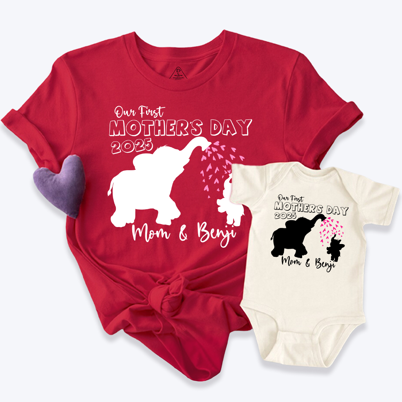 Personalized Our First Mothers Day Elephants Mom&Me Matching Tees