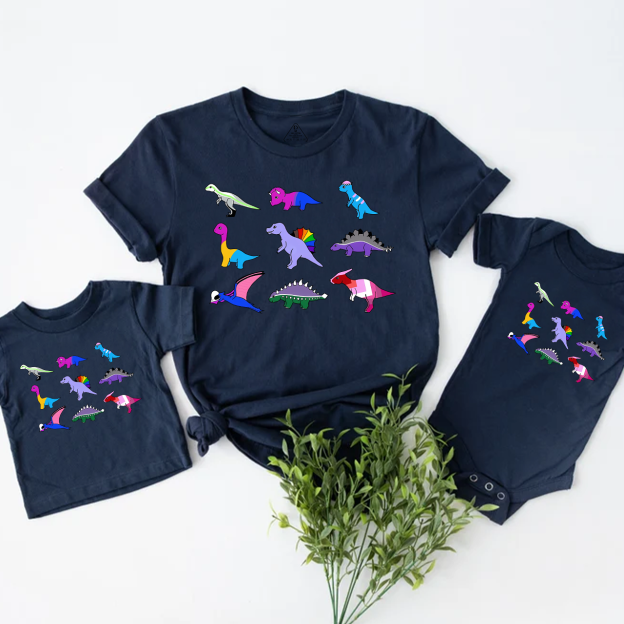 Pride Dinosaurs LGBTQ Family Matching Tees Beepumpkin