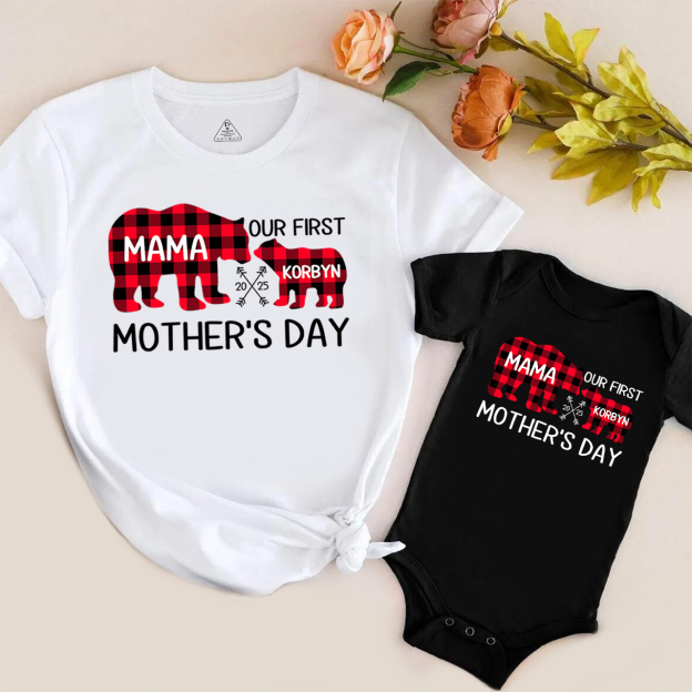 Mommy & Baby Plaid Bear Matching 