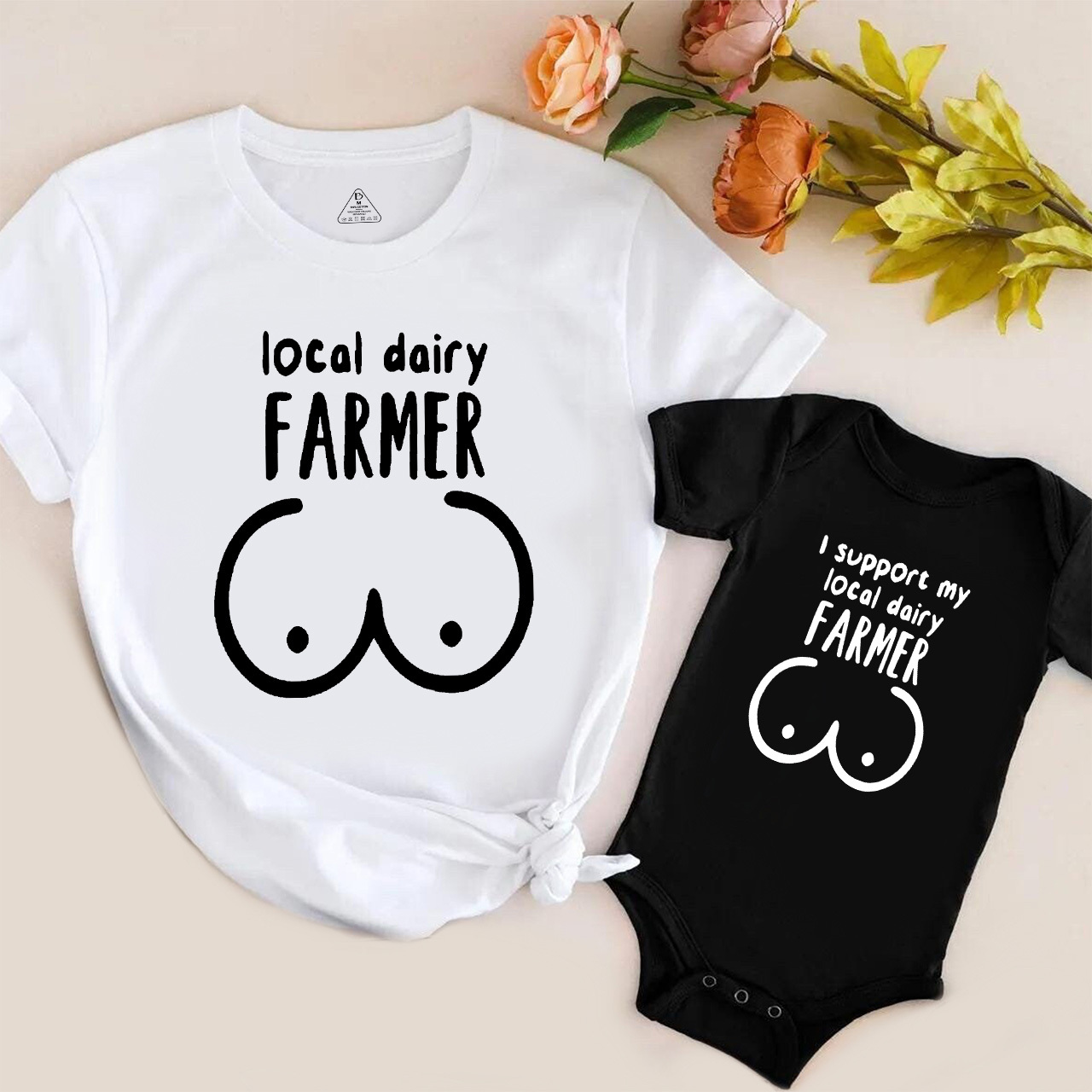 I Support My Local Dairy Farmer Mom&Me Matching Tees