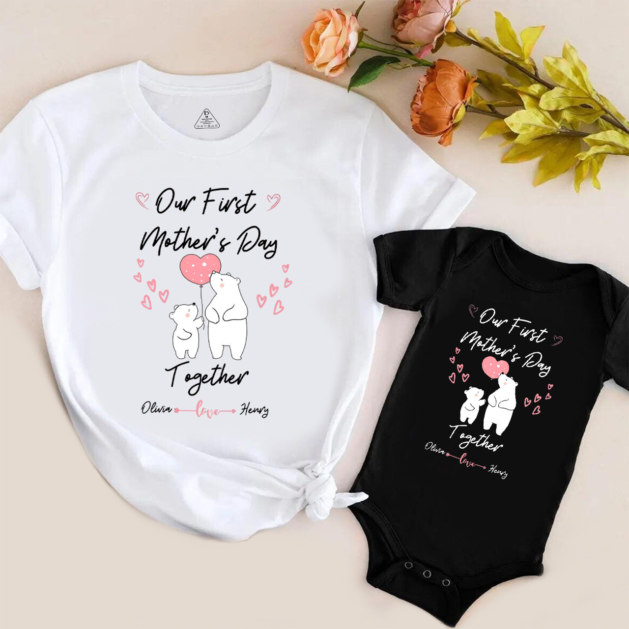 Personalized Bear Mommy And Me Matching Tees