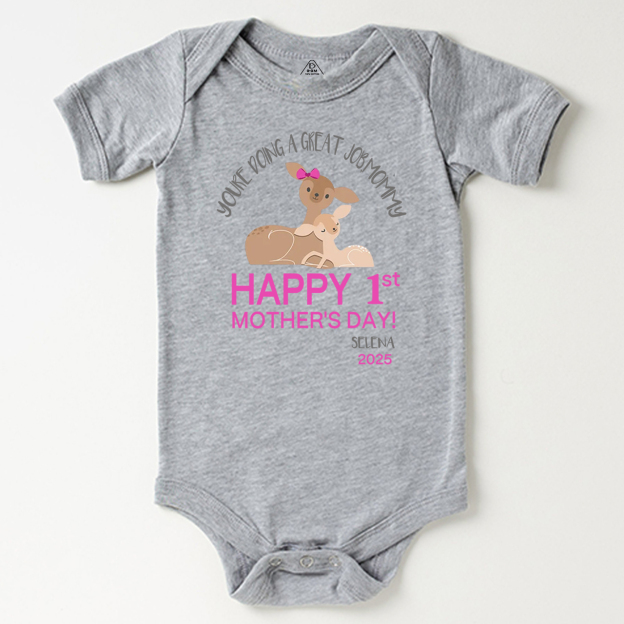 Happy 1st Mother's Day Deer Bodysuit For Baby