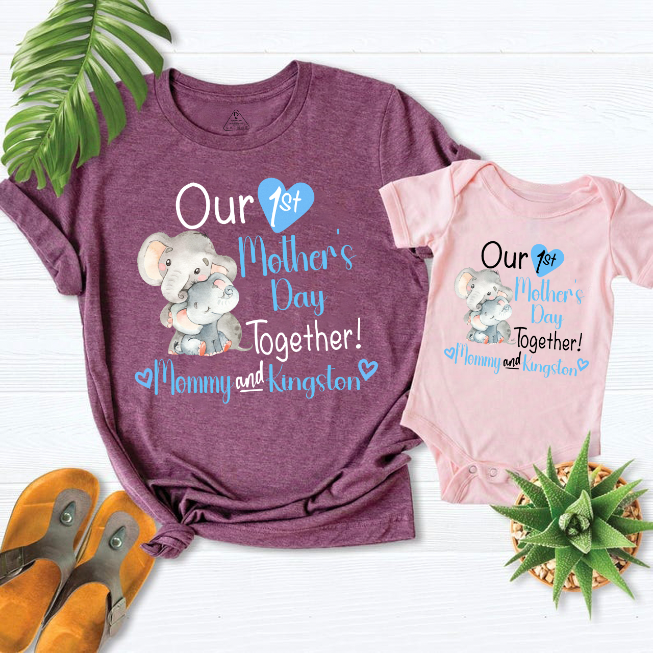 Personalized Names First Mother's Day Mom&Me Matching Tees
