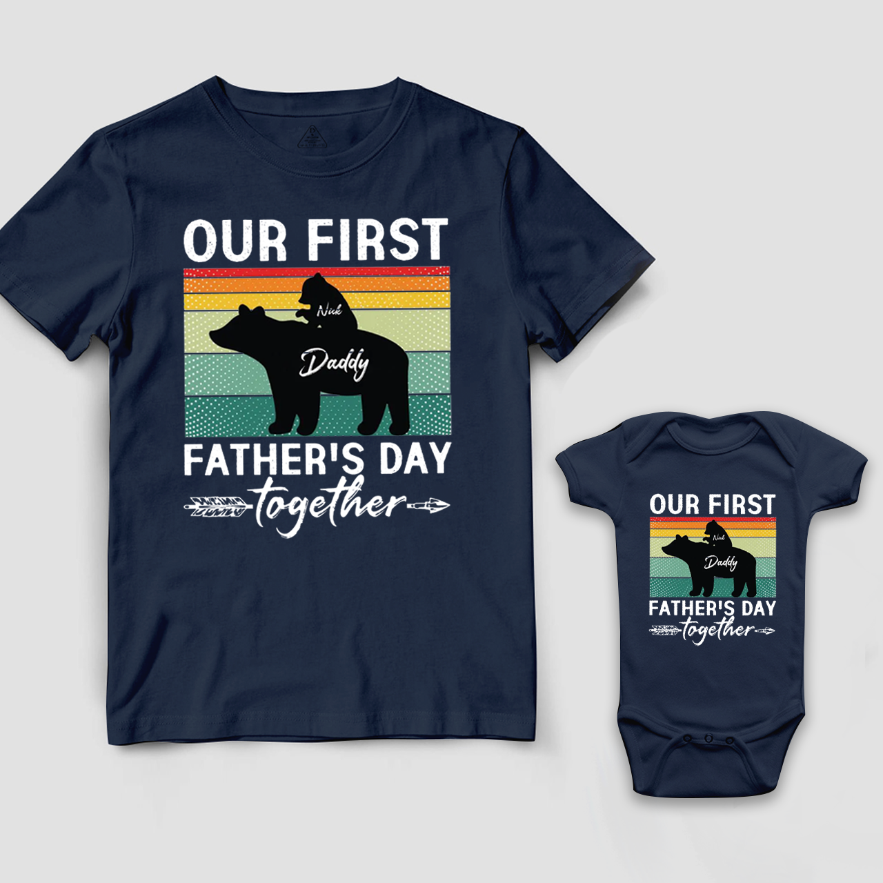 Personalized 1st Fathers Day Bear Dad&Me Matching Shirts