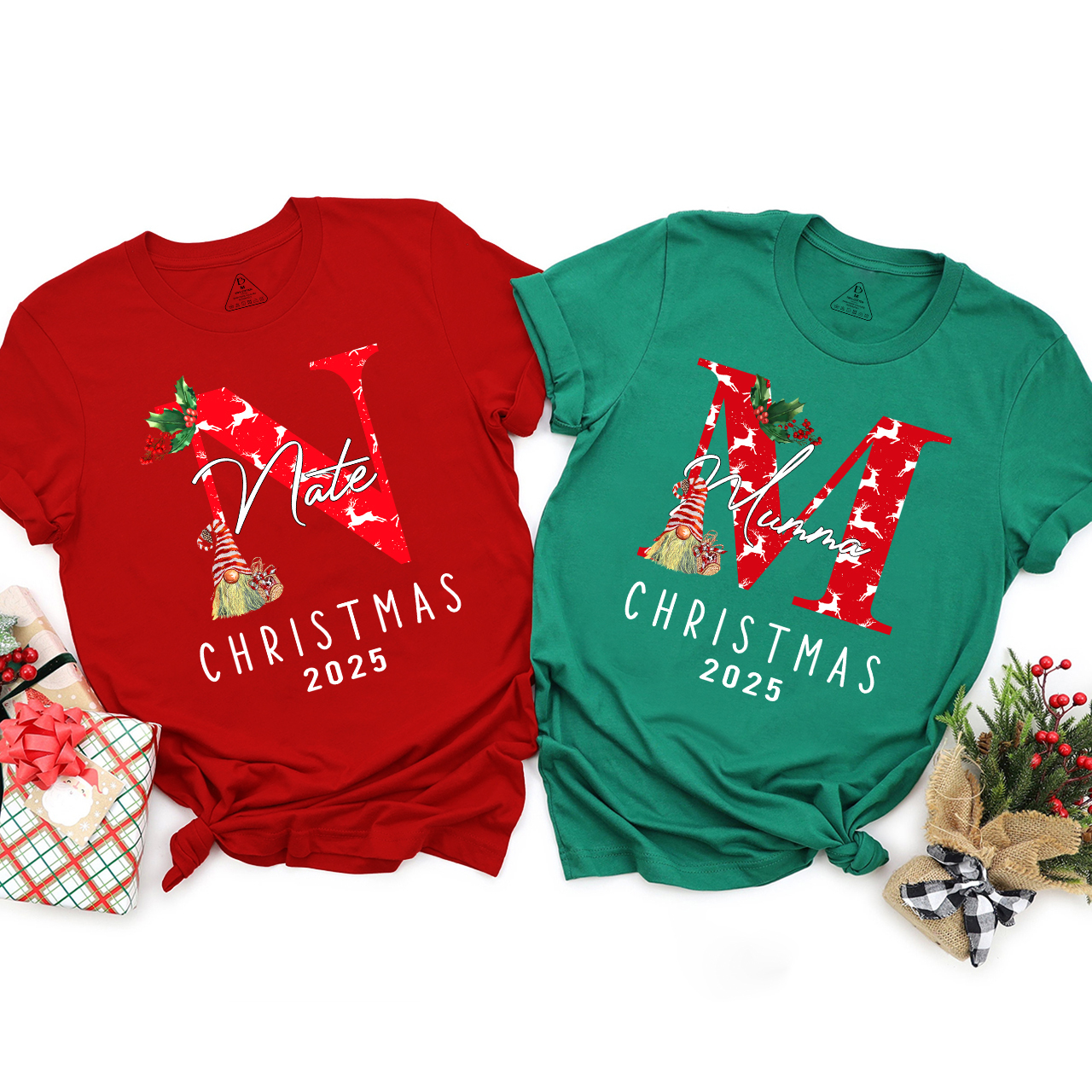 Personalized Monogrammed Family Christmas Gift Shirt