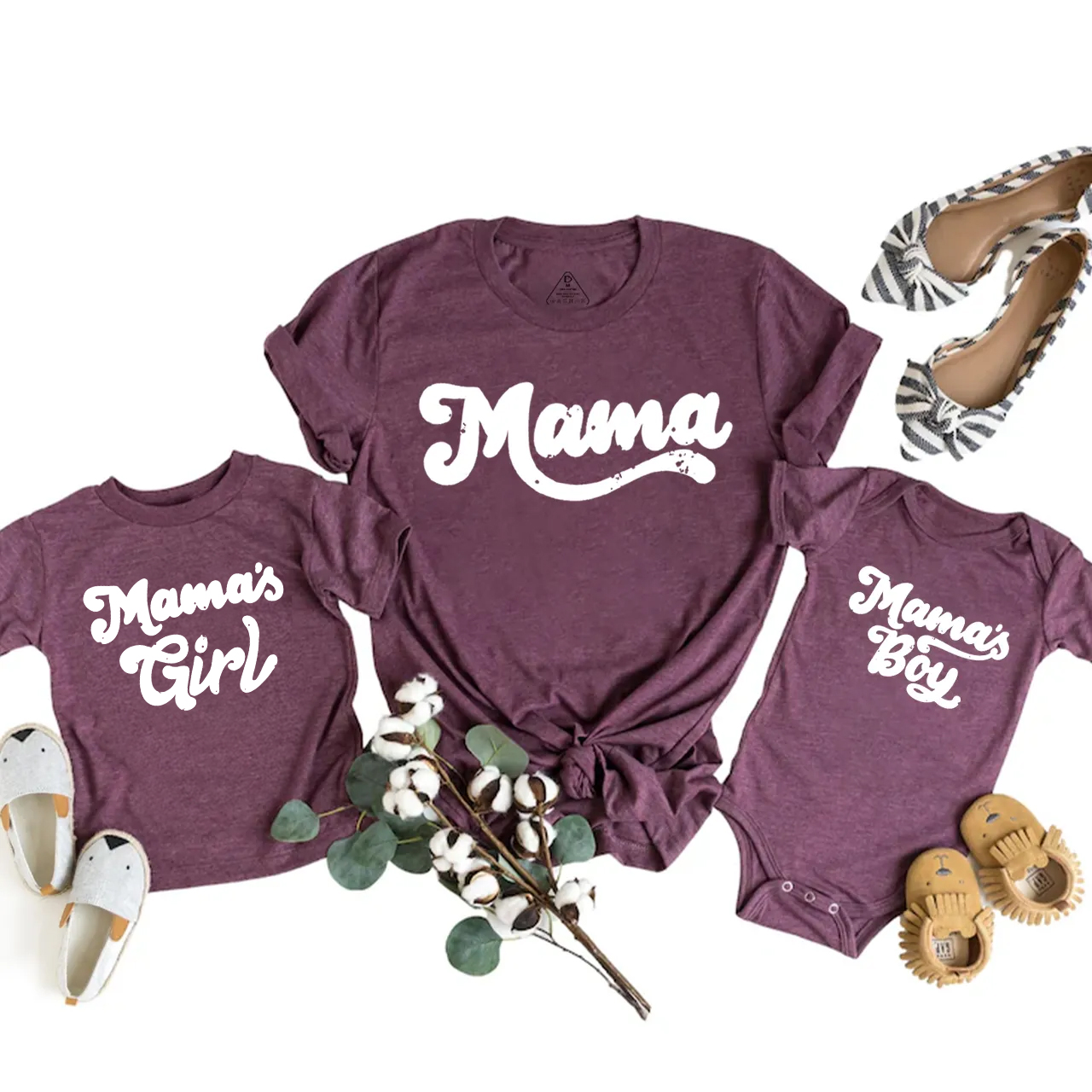 Personalized Mama's Boy Mama's Girl Matching Tees