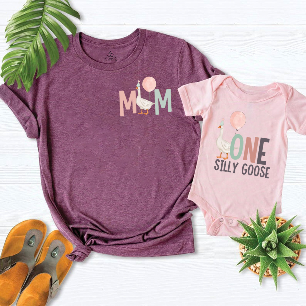 Personalized ONE Silly Goose Mom&Me Matching Tees