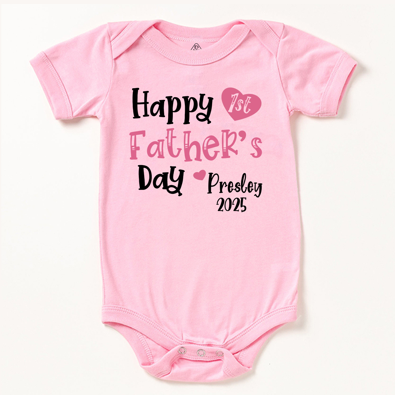 Happy 1st Father’s Day Pink Bodysuit Beepumpkin