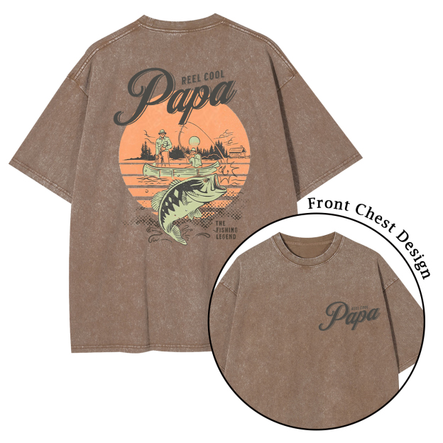 Personalized Cool Dad Fishing Washed T-Shirts