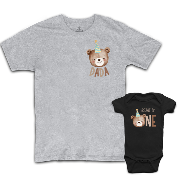 Personalized Bear 1st Birthday Dad&Me Matching Shirts