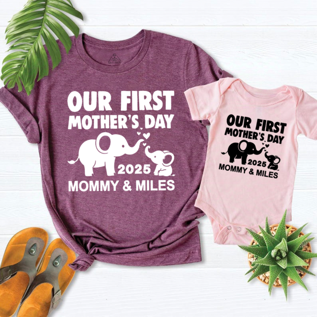 Elephant First Mothers Day Mom&Me Matching Tees