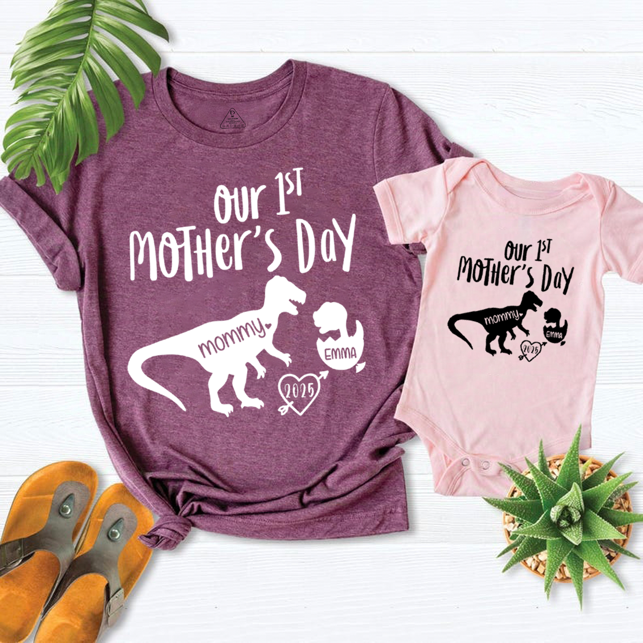Personalized Name Dinosaur Mom&Me Matching Tees