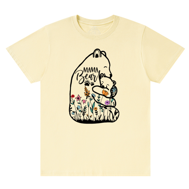 Cute Mama Bear And Baby With Wildflowers Tees