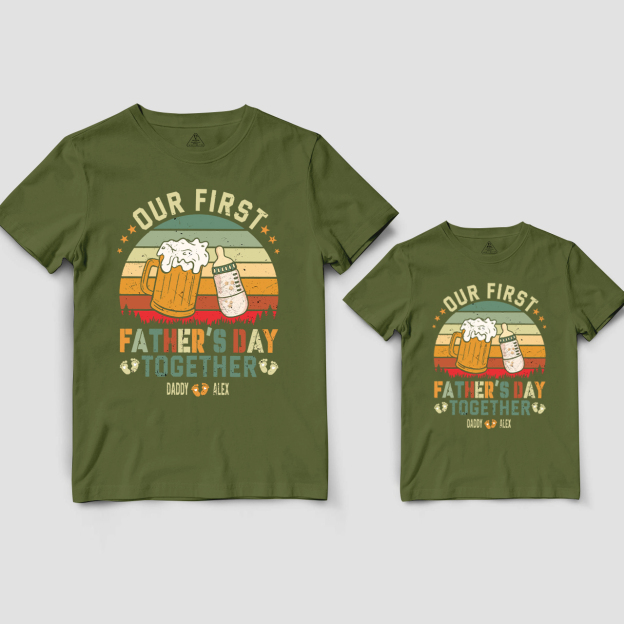 Personalized Our First Fathers Day Together Dad&Me Matching Shirts
