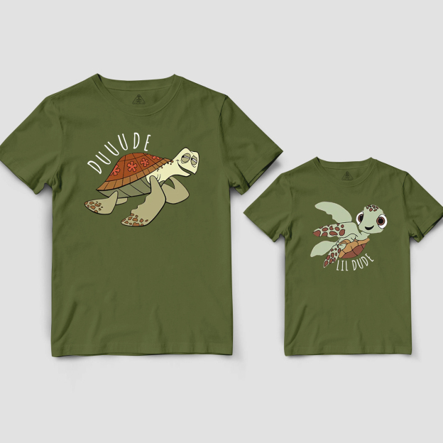 Sea Turtle Duuude Dad & Me Matching T-Shirts