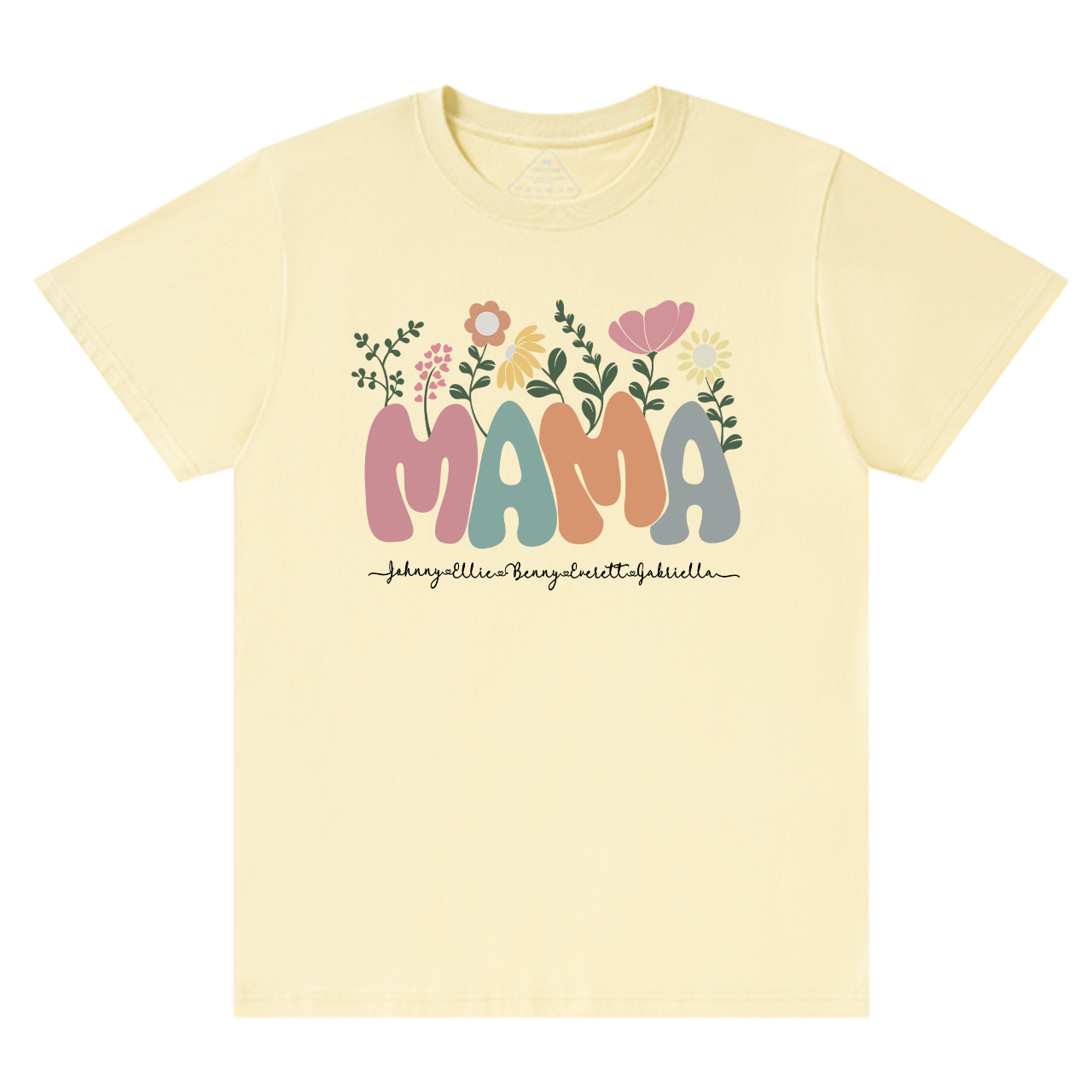 Personalized Floral Mom Shirt With Kids Names
