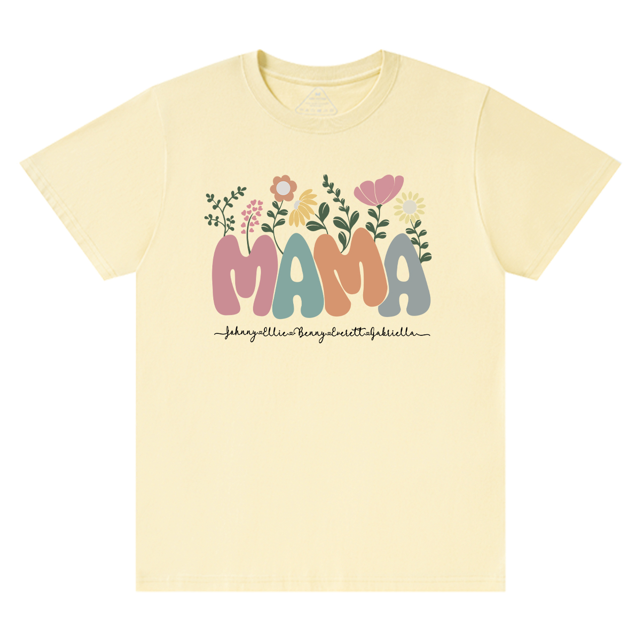 Personalized Floral Mom Shirt With Kids Names