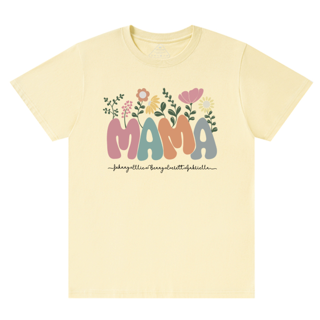 Personalized Floral Mom Shirt With Kids Names