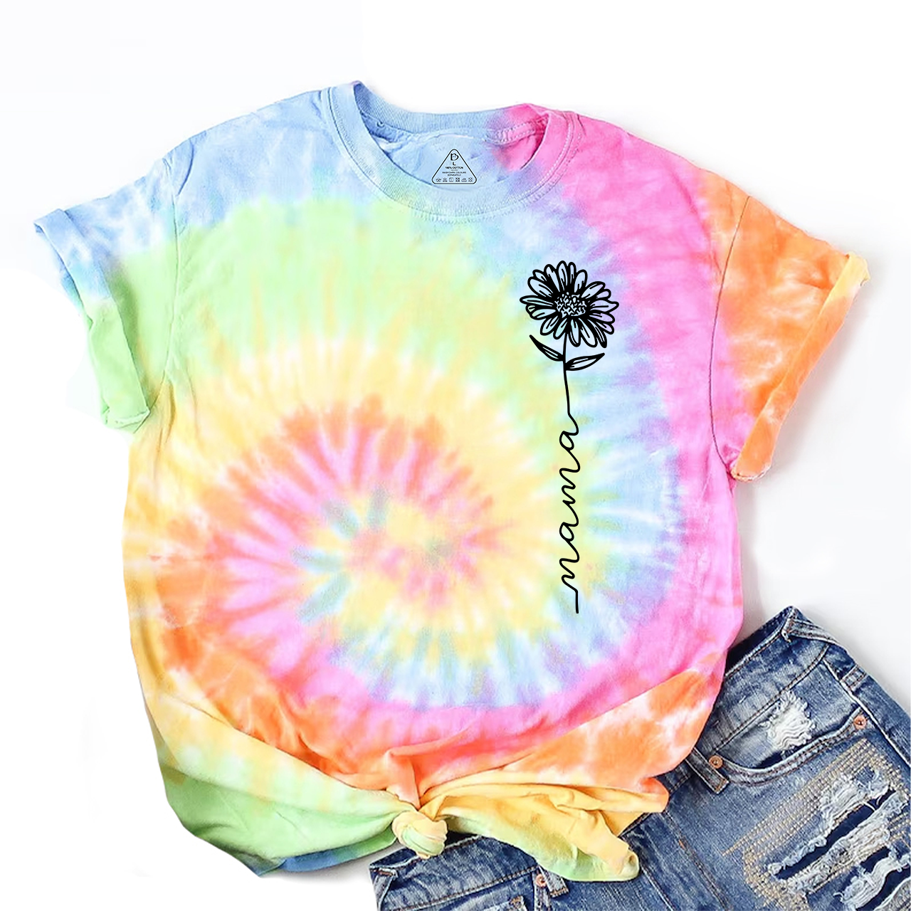 Flower With Mama Tie-dye T-Shirts