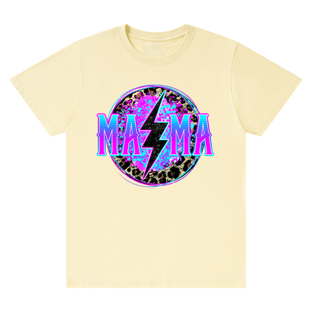 Mama Lightning Bolt Retro Leopard T-Shirt