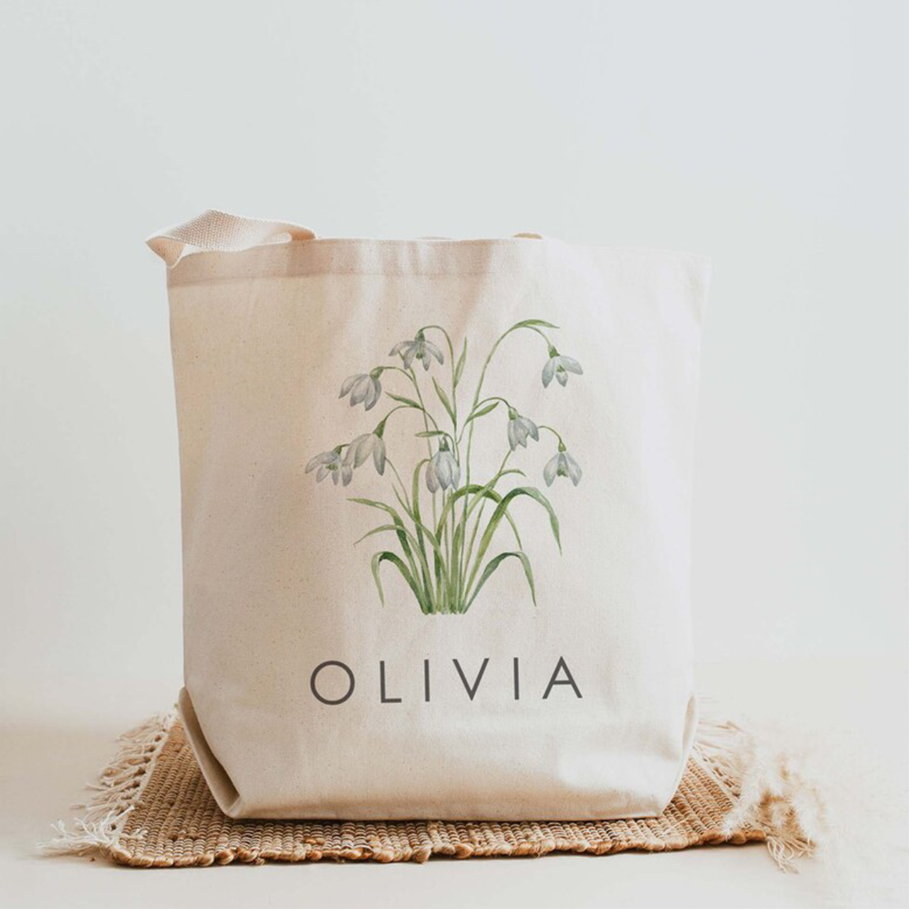 Personalized Birth Month Flower Tote Bag