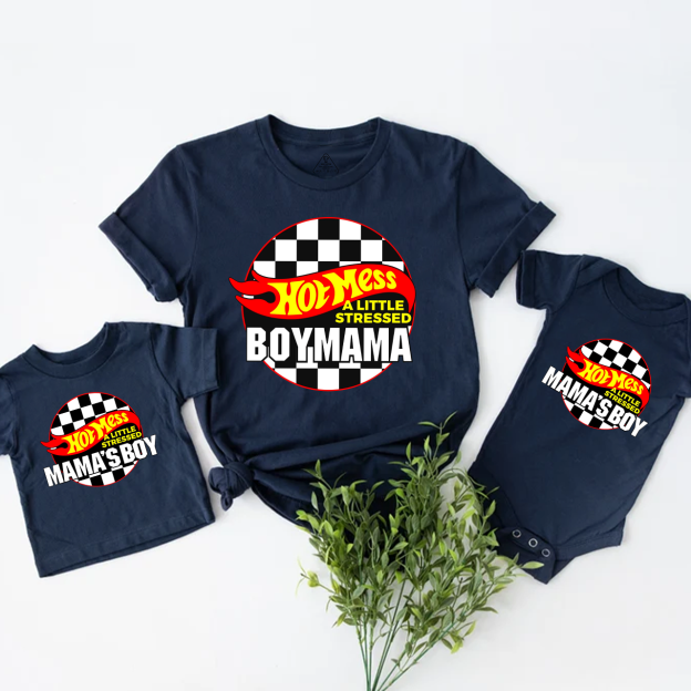 Hot Mess Boy Mama Matching Tees For Mother's Day