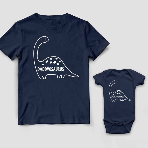 Personalized Dinosaur Father's Day  Dad&Me Matching Shirts