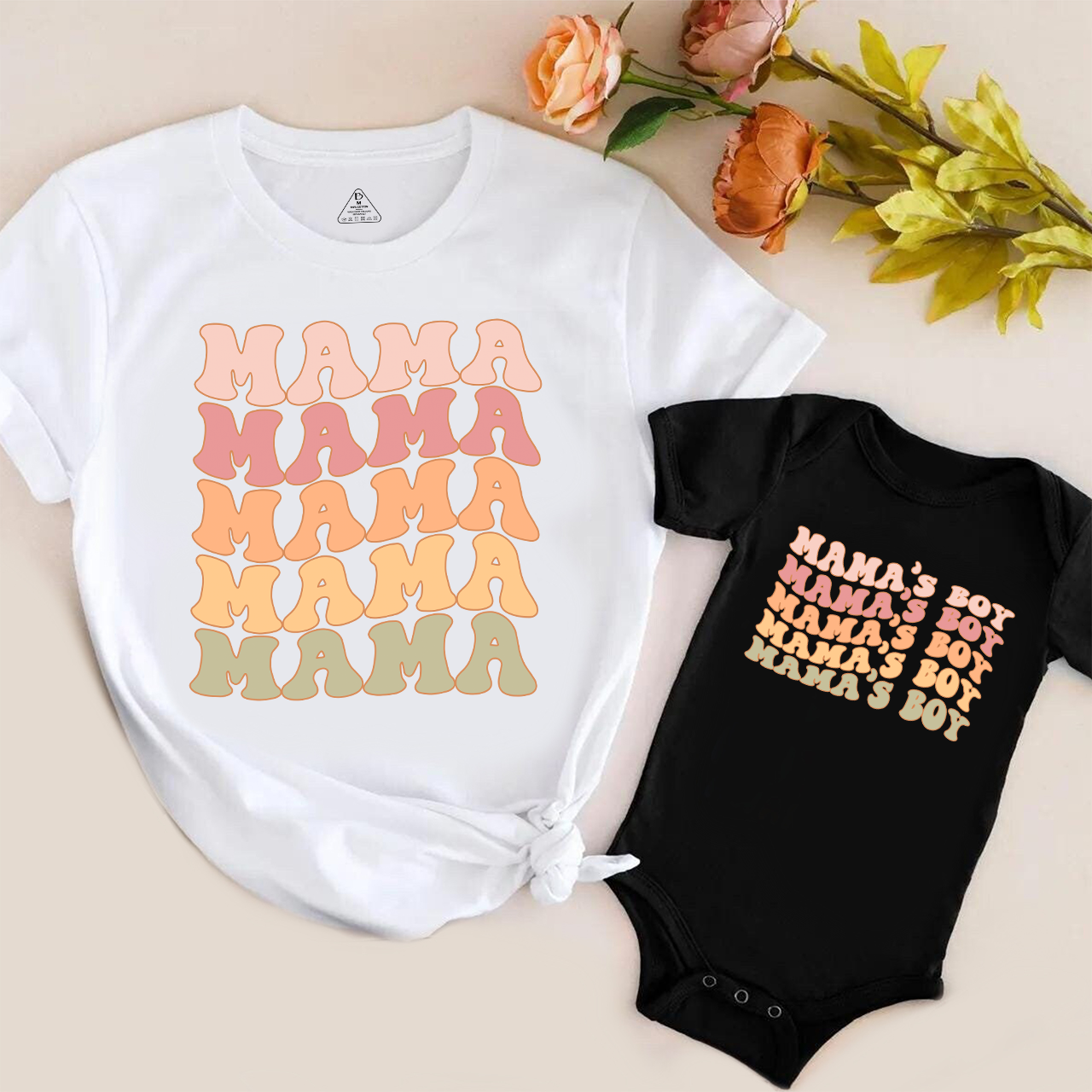 Neutral Boho Retro Mom And Me MatchingTees