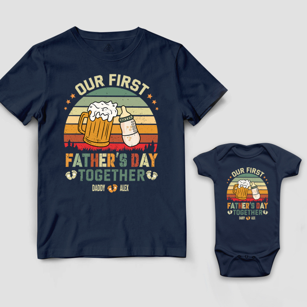 Personalized Our First Fathers Day Together Dad&Me Matching Shirts