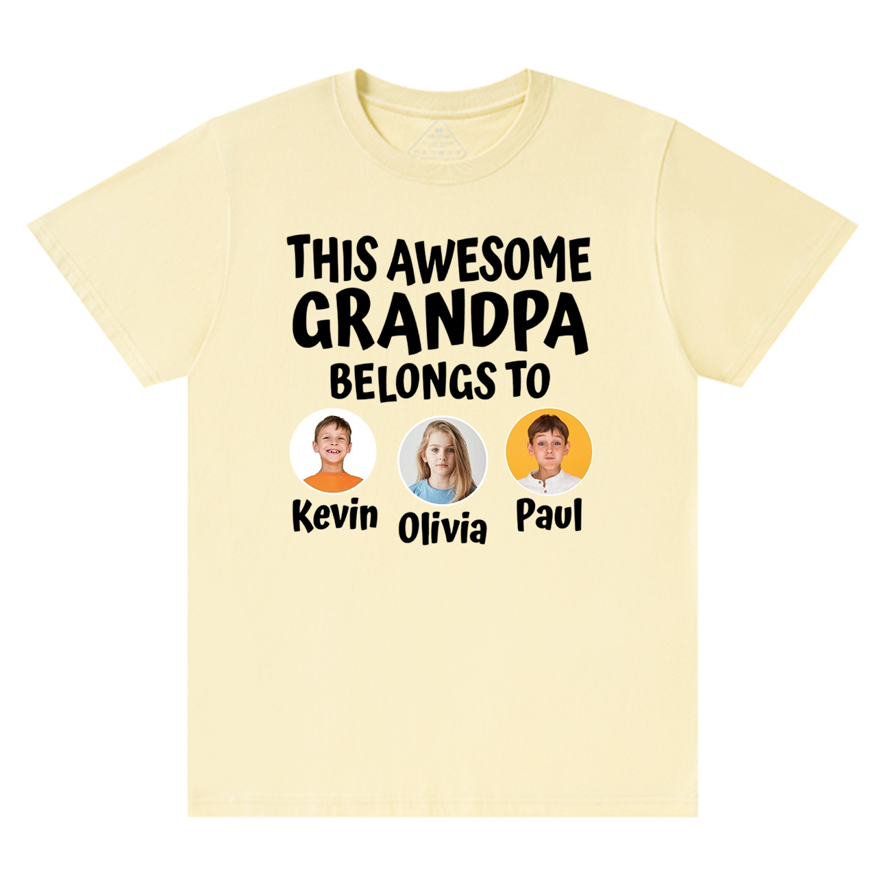 Personalized Grandpa With Grandkids Name And Photo T-shirt