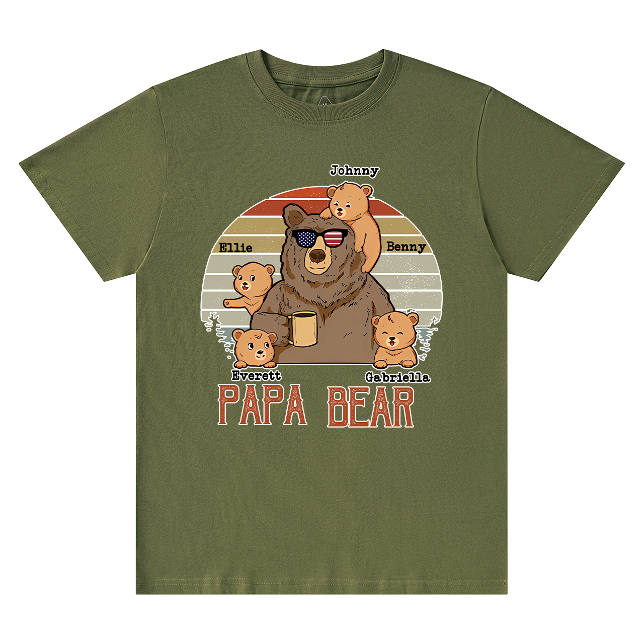 Personalized  Papa Bear And Kids Names T-Shirt 
