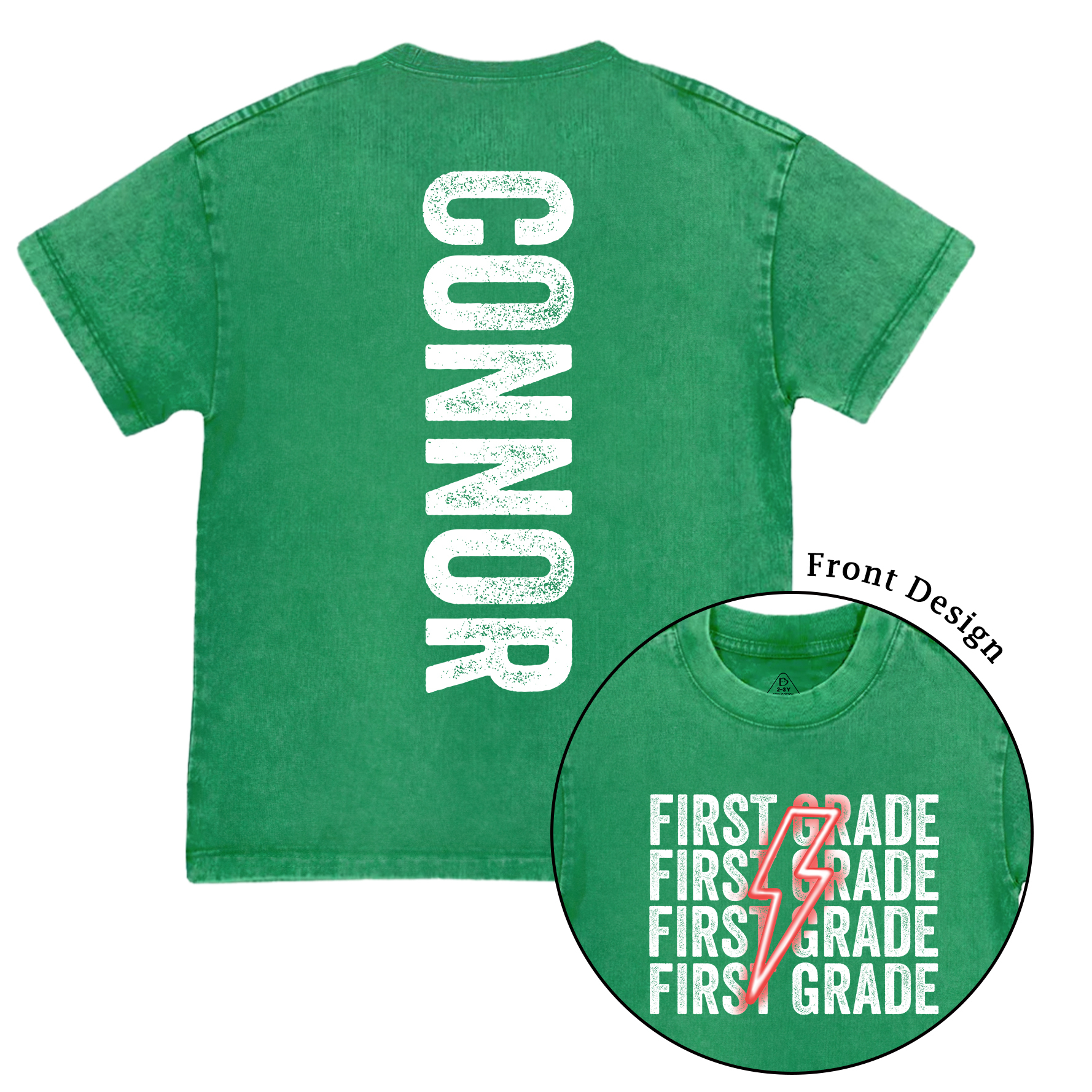 Personalized Lightning Kid Name Toddler&Kids Washed Tees