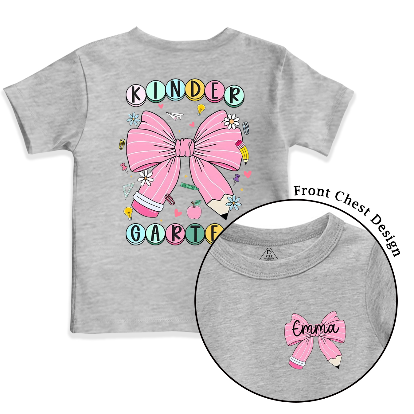 Personalized Back To School Bow Fireworks Toddler&Kid's Tees Beepumpkin 