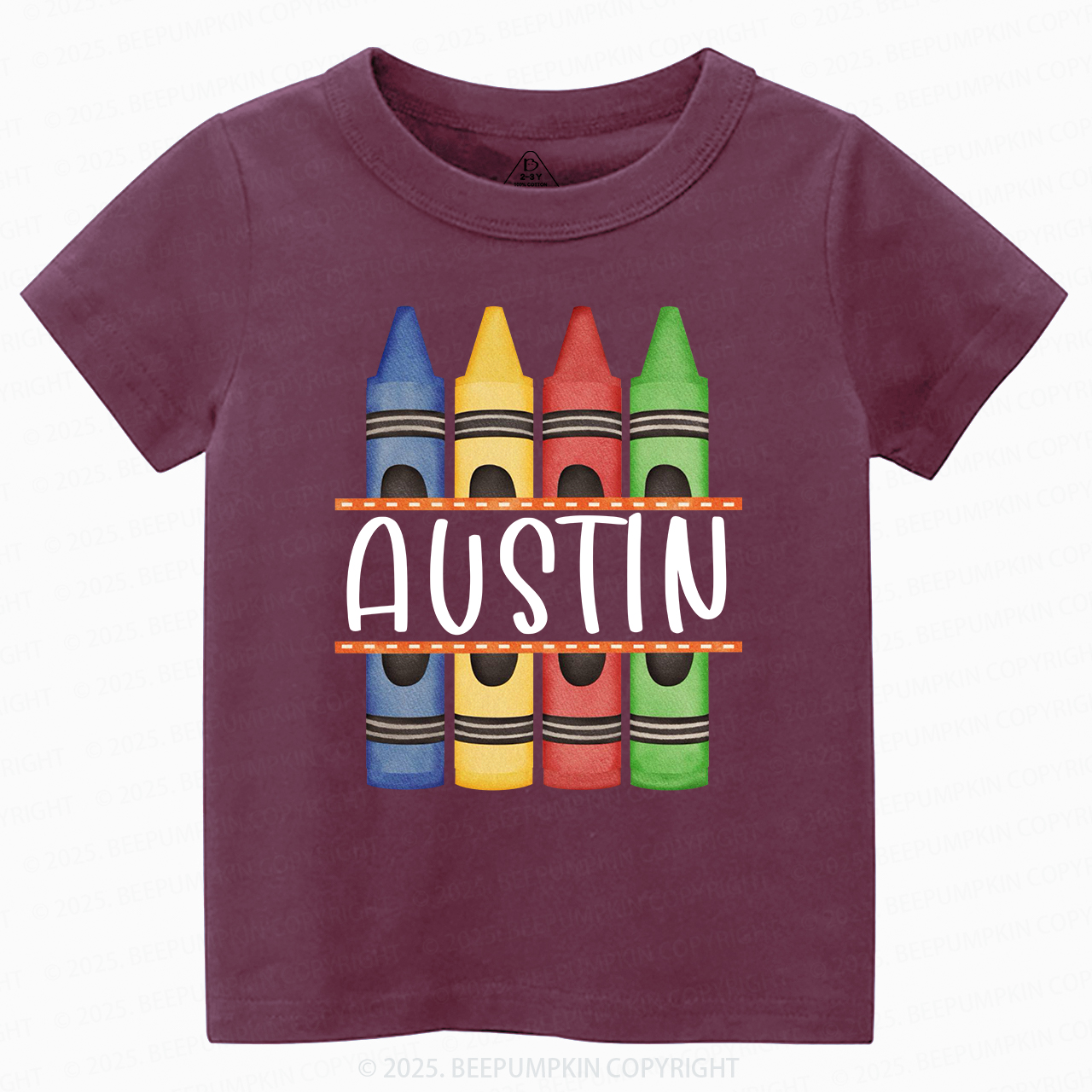 Personalized Crayon Name Back To School Toddler&Kid's Tees Beepumpkin 