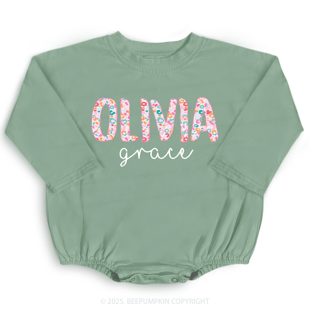 Personalized Name Flower Baby Bubble Romper Beepumpkin