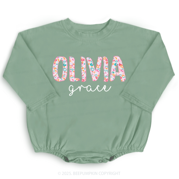 Personalized Name Flower Baby Bubble Romper Beepumpkin