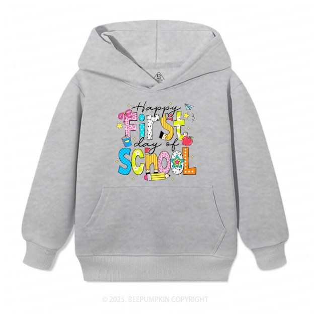Happy First Day Of School Kid's Hoodies Beepumpkin