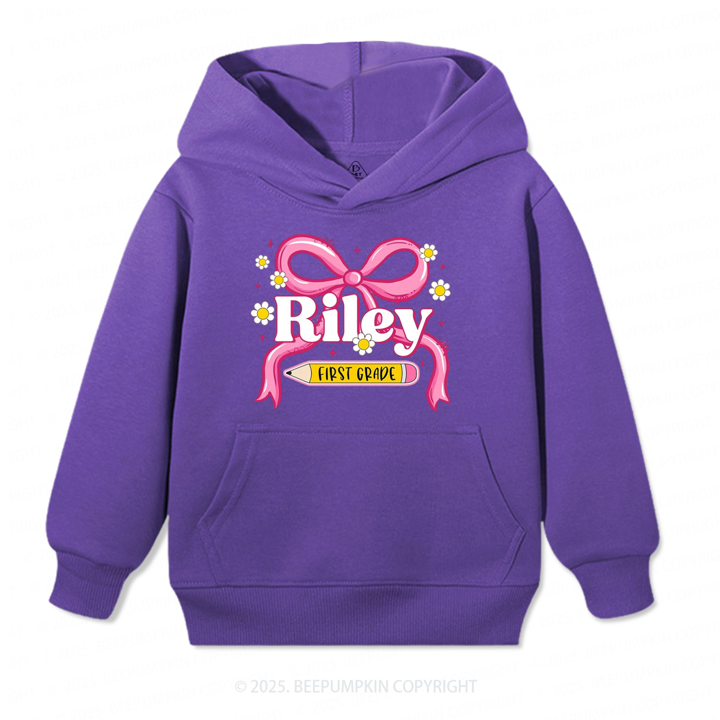 Personalized First Grade Girly Kid's Hoodies Beepumpkin