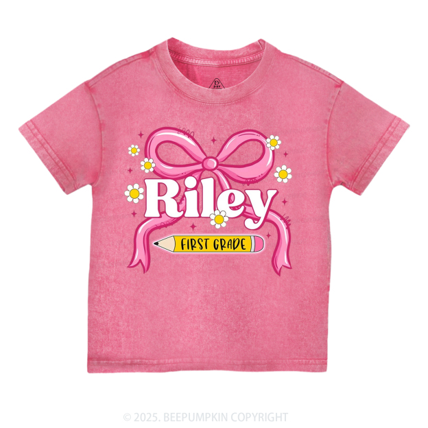 Personalized First Grade Girly Toddler&Kids Washed Tees