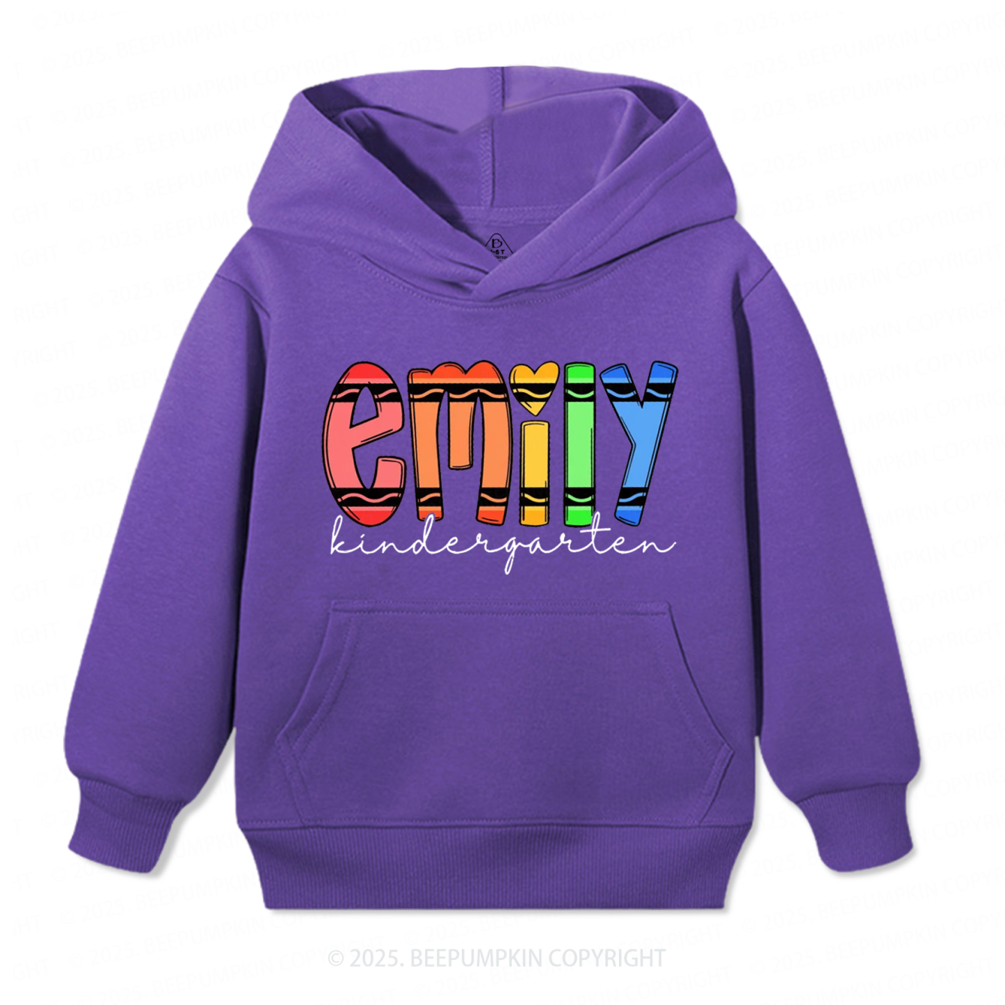 Personalized Colored Crayon Name Kid's Hoodies Beepumpkin