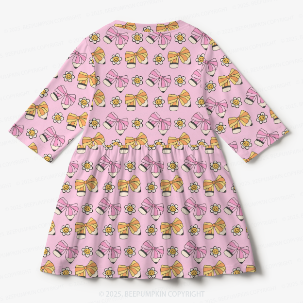 Sweet Bow All Over Print Kids Dress