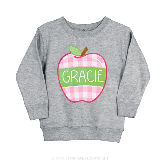 Personalized Plaid Apple Series Kid's Sweatshirt