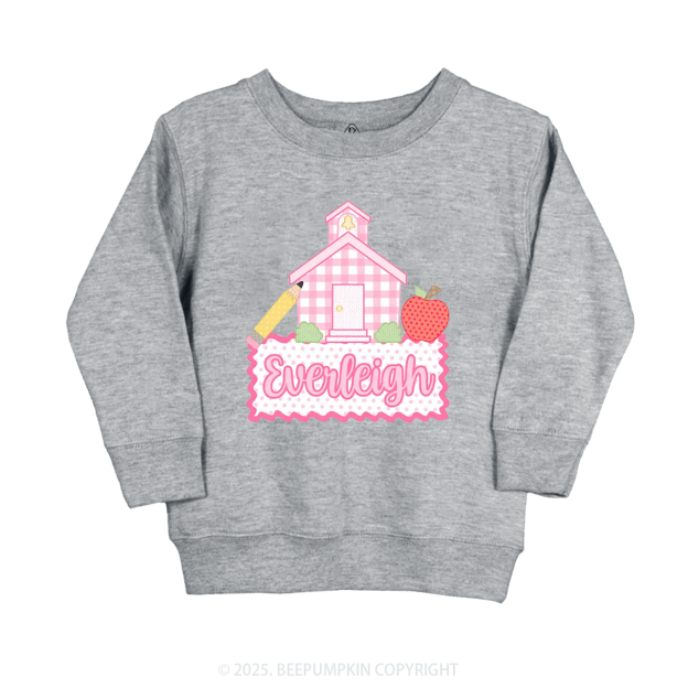 Personalized Pink Schoolhouse Kid's Sweatshirt