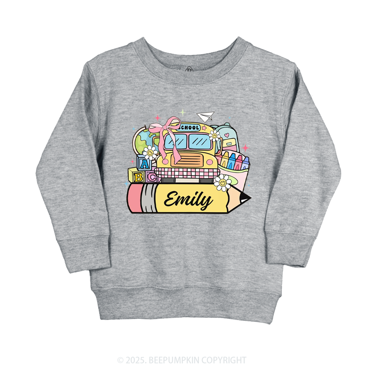 Personalized Kid Name School Bus Kid's Sweatshirt