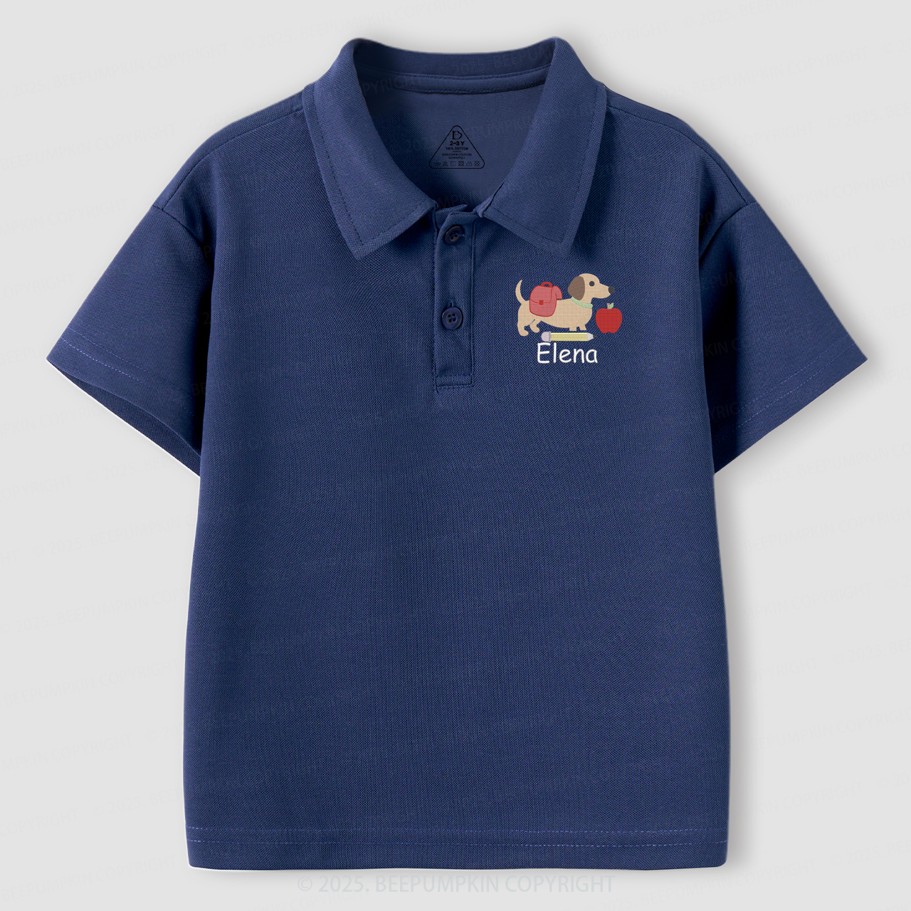 Embroidery Personalized Back To School Dachshund Toddler&Kid's Polo Shirt Beepumpkin
